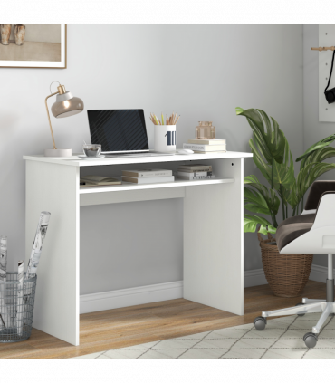 Study Desk White 90cmx50cmx74cm Particle Board Simple Style Sturdy Workstation