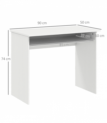 Study Desk White 90cmx50cmx74cm Particle Board Simple Style Sturdy Workstation