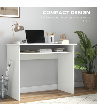 Study Desk White 90cmx50cmx74cm Particle Board Simple Style Sturdy Workstation