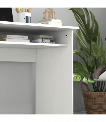 Study Desk White 90cmx50cmx74cm Particle Board Simple Style Sturdy Workstation