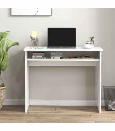 Study Desk White 90cmx50cmx74cm Particle Board Simple Style Sturdy Workstation