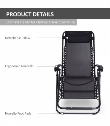 Zero Gravity Chair Adjustable Patio Lounge Chair Recling Seat Outdoor Patio