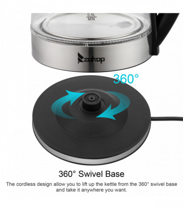 【Old Code：42128382】ZOKOP HD-250 220V 2000W 2L Blue Glass Electric Kettle