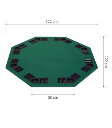 1.2m/48 Inches Foldable Poker Table Top 8 Players Blackjack Chip Trays HOMCOM