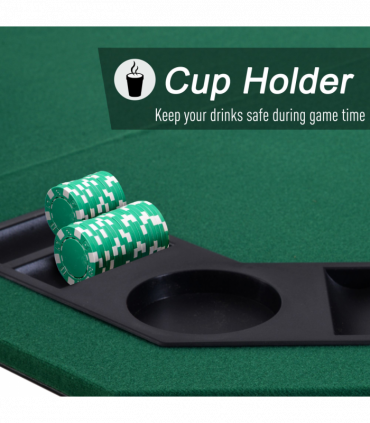 1.2m/48 Inches Foldable Poker Table Top 8 Players Blackjack Chip Trays HOMCOM