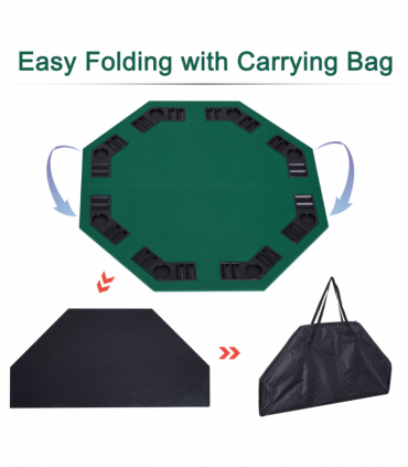 1.2m/48 Inches Foldable Poker Table Top 8 Players Blackjack Chip Trays HOMCOM