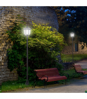 Garden Solar LED Lamp Post Black ABS 26.5cm x 26.5cm x 177cm 1.77m Tall