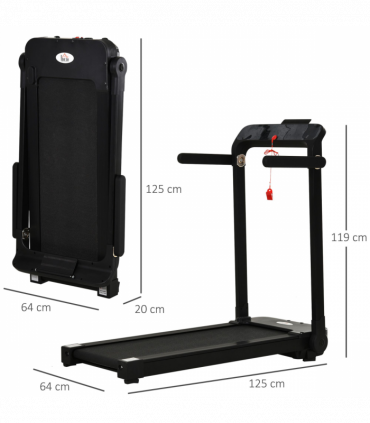 1.85HP Foldable Electric Treadmill Fitness Safety Lock LED Screen Black HOMCOM