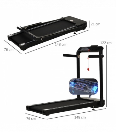1.85HP Foldable Electric Treadmill Fitness Safety Lock LED screen-Black HOMCOM