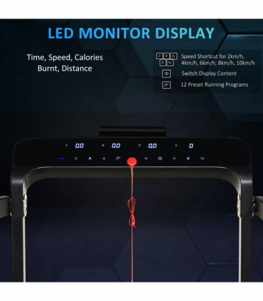 1.85HP Foldable Electric Treadmill Fitness Safety Lock LED screen-Black HOMCOM