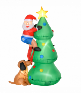 1.8m Inflatable Christmas Tree, LED Lighted with Santa Claus Dog Party Prop