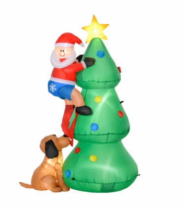 1.8m Inflatable Christmas Tree, LED Lighted with Santa Claus Dog Party Prop