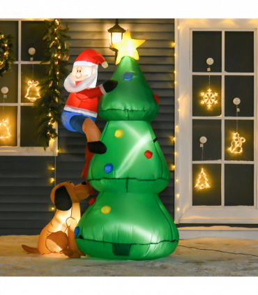 1.8m Inflatable Christmas Tree, LED Lighted with Santa Claus Dog Party Prop