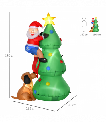 1.8m Inflatable Christmas Tree, LED Lighted with Santa Claus Dog Party Prop