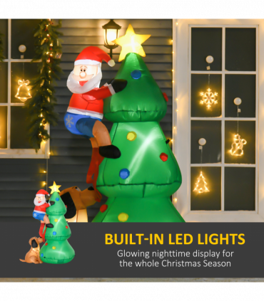 1.8m Inflatable Christmas Tree, LED Lighted with Santa Claus Dog Party Prop