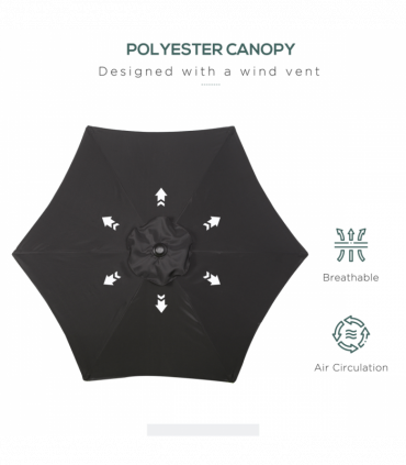 1.96m Parasol Patio Umbrella, Black