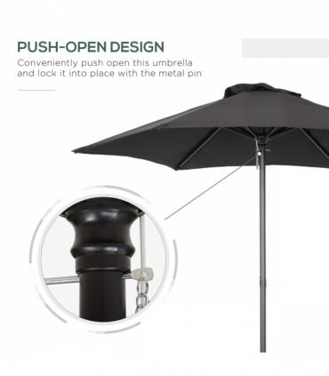 1.96m Parasol Patio Umbrella, Black