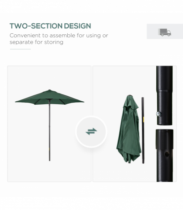 1.96m Parasol Patio Umbrella, Green