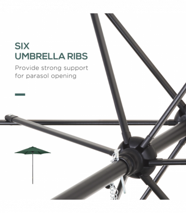 1.96m Parasol Patio Umbrella, Green