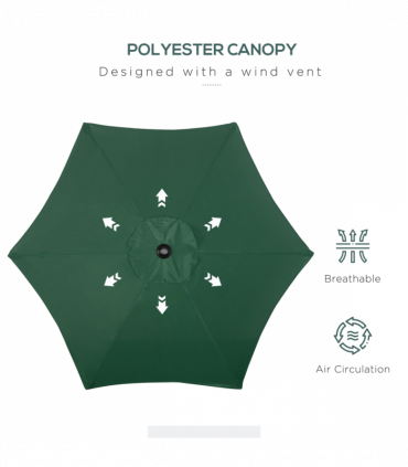 1.96m Parasol Patio Umbrella, Green