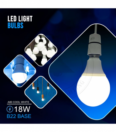 LED Light Bulbs 10 Pack 18W B22 Screw Cool White 6000K Non Dimmable Lights