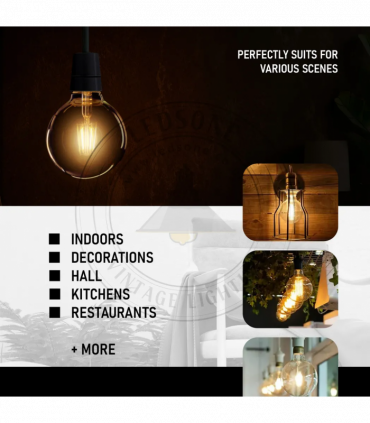 LED Dimmable Bulb G95 E27 2700K 8W Amber Glass Vintage Light Bulbs Pack of 10