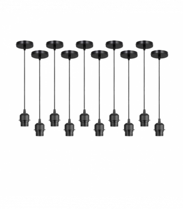 Pendant light holder, Metal/PVC, Black, 10 Pack Industrial Black Pendant Light