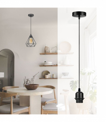 Pendant light holder, Metal/PVC, Black, 10 Pack Industrial Black Pendant Light