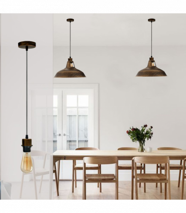 10 Pack Industrial Brushed Copper Pendant Light, Lampshade Addable E27 Lamp Holder Light