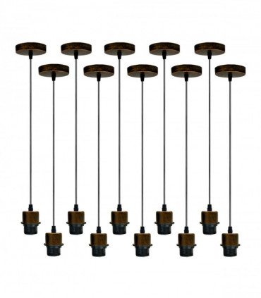 Pendant light holder Vintage/Retro Metal/PVC 10 Pack Brushed Copper Set