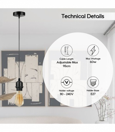 10 Pack Industrial French Gold Pendant Light, Lampshade Addable E27 Lamp Holder Light, E27 UK Holder Set With PVC Cable.