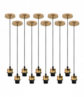 Pendant Light French Gold Metal/PVC Lampshade Addable E27 UK Holder Set 20x40x30