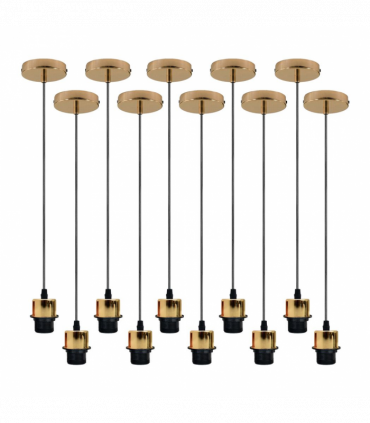 Pendant Light French Gold Metal/PVC Lampshade Addable E27 UK Holder Set 20x40x30