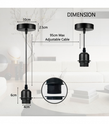 Pendant Light French Gold Metal/PVC Lampshade Addable E27 UK Holder Set 20x40x30