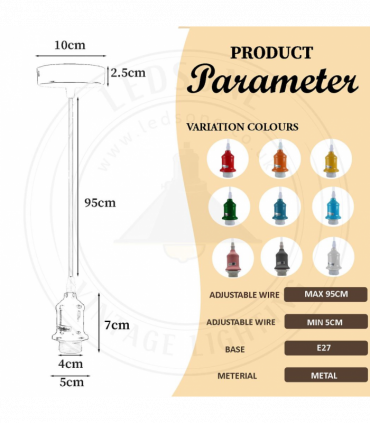 Pendant light 10 Pack Industrial White Metal/PVC E27 Lamp Holder Fitting Set