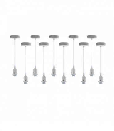 Pendant light 10 Pack Industrial White Metal/PVC Fitting with PVC Cable