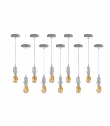 Pendant light 10 Pack Industrial White Metal/PVC Fitting with PVC Cable