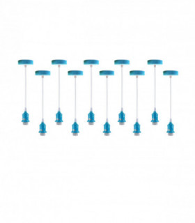 Pendant Light Fitting Blue Metal/PVC E27 Lamp Holder Fitting Set with PVC Cable