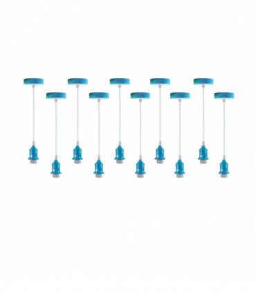 Pendant Light Fitting Blue Metal/PVC E27 Lamp Holder Fitting Set with PVC Cable