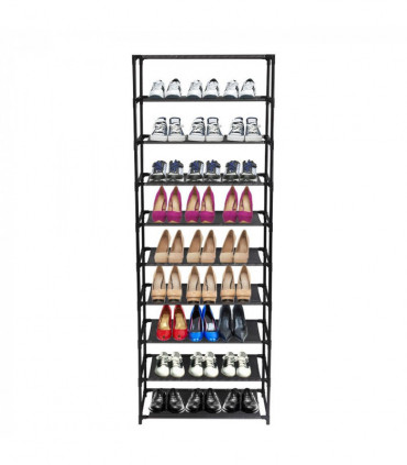 10 Tier Stackable Shoe Rack Storage Shelves - Stainless Steel Frame Holds 50 Pairs Of Shoes