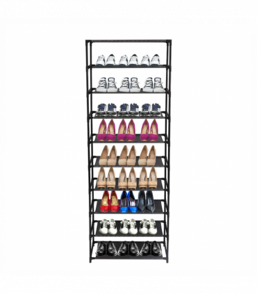 10 Tier Stackable Shoe Rack Storage Shelves - Stainless Steel Frame Holds 50 Pairs Of Shoes