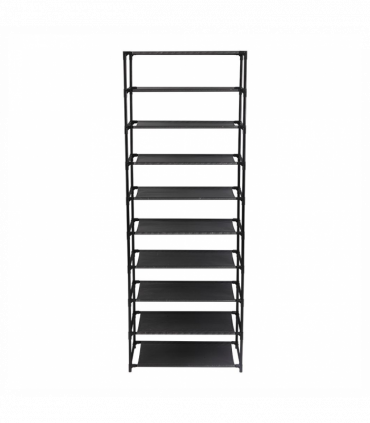 10 Tier Stackable Shoe Rack Storage Shelves - Stainless Steel Frame Holds 50 Pairs Of Shoes
