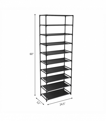 10 Tier Stackable Shoe Rack Storage Shelves - Stainless Steel Frame Holds 50 Pairs Of Shoes
