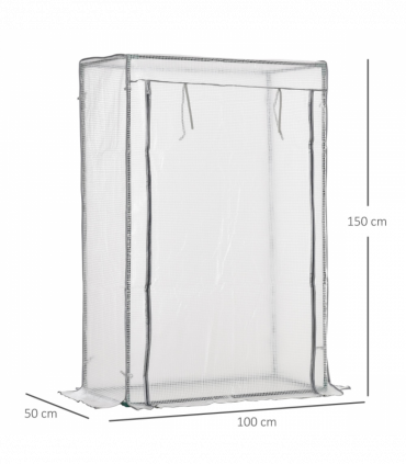 Greenhouse Plastic White 100cm x 50cm x 150cm Zipper Roll-up Door Outdoor