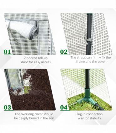 Greenhouse Plastic White 100cm x 50cm x 150cm Zipper Roll-up Door Outdoor