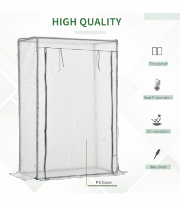 Greenhouse Plastic White 100cm x 50cm x 150cm Zipper Roll-up Door Outdoor