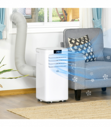 Portable Air Conditioner 10000 BTU White 16-22m² 4 Modes 2 Speeds LED Screen