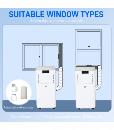Portable Air Conditioner 10000 BTU White 16-22m² 4 Modes 2 Speeds LED Screen