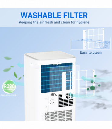 Portable Air Conditioner 10000 BTU White 16-22m² 4 Modes 2 Speeds LED Screen
