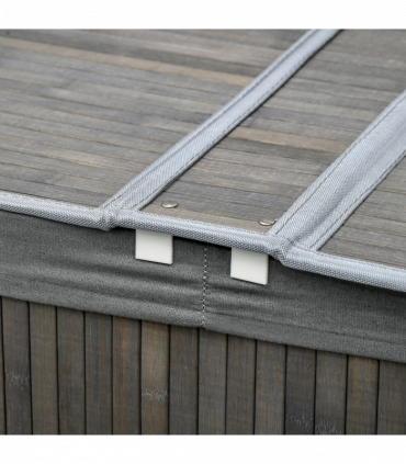 100L Bamboo Laundry Basket w/ 2 Compartments Washing Baskets Grey HOMCOM